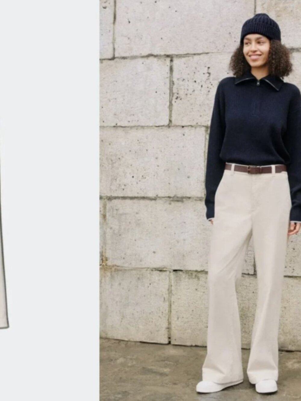 NWOT UNIQLO women corduroy wide trouser pants in off white (S)